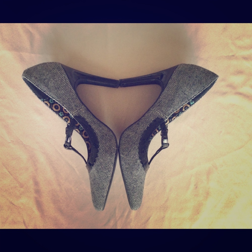 Black and Gray High Heel Shoes